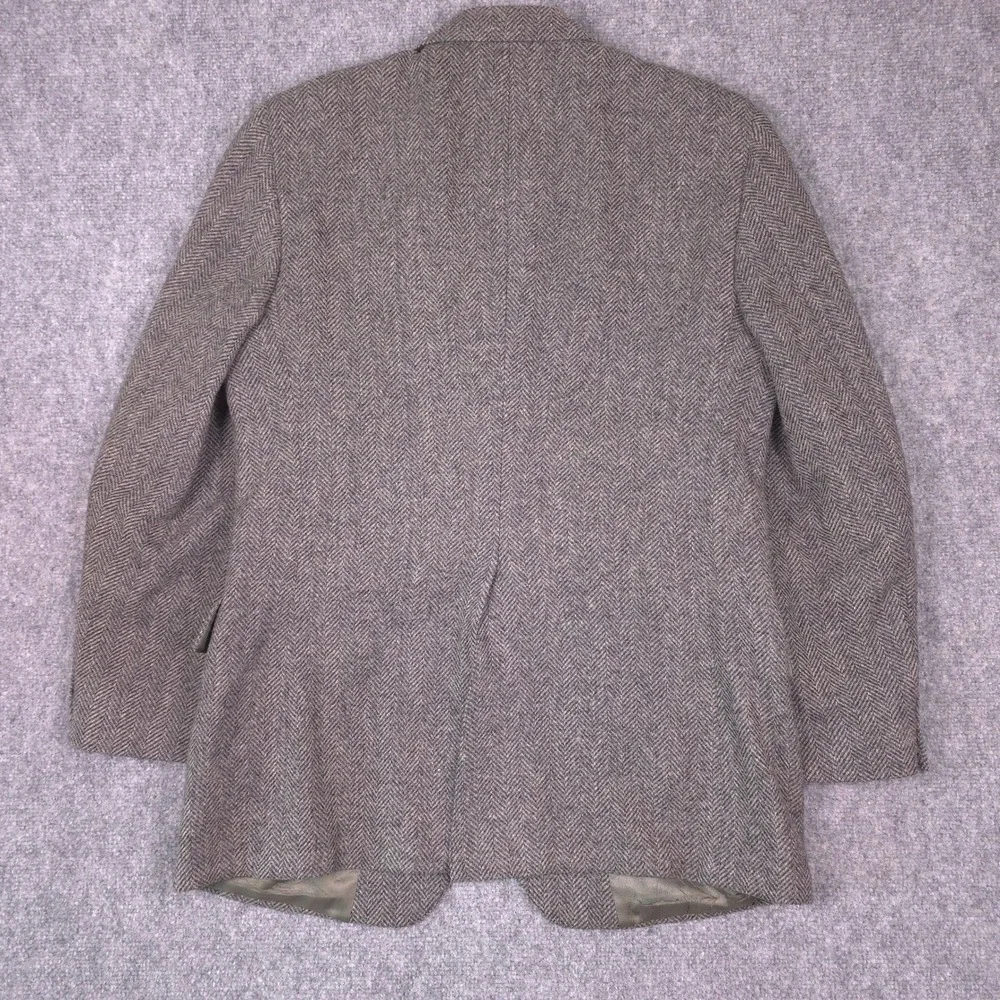 VTG American Craftsmen Blazer Herringbone Tweed Mens 40R Grey Brown USA Academia